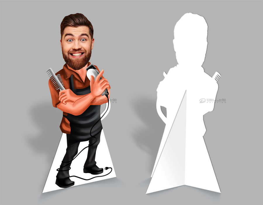 Barber Caricature Cutout Standee Dubai