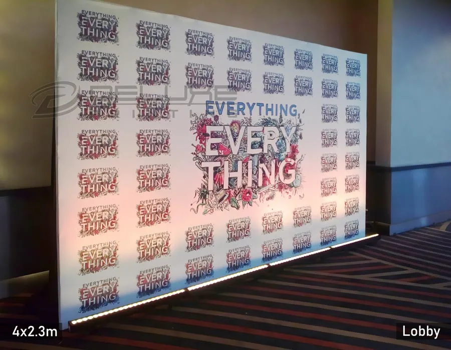 LED Lights Wooden Frame Backdrop Printing Dubai