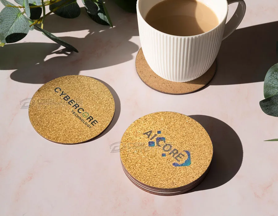 coaster Cork with logo printing Dubai
