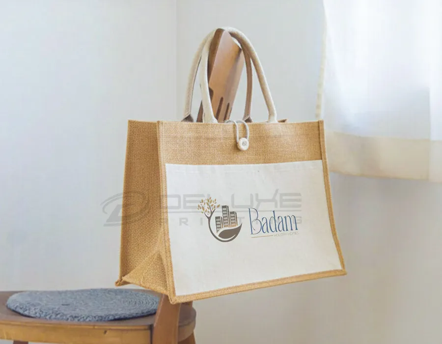 Jute Bags with Canvas Pocket Printing Dubai