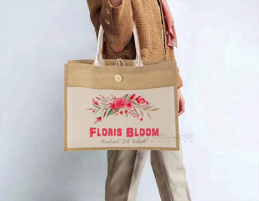 Jute Bags with Canvas Pocket Printing Dubai