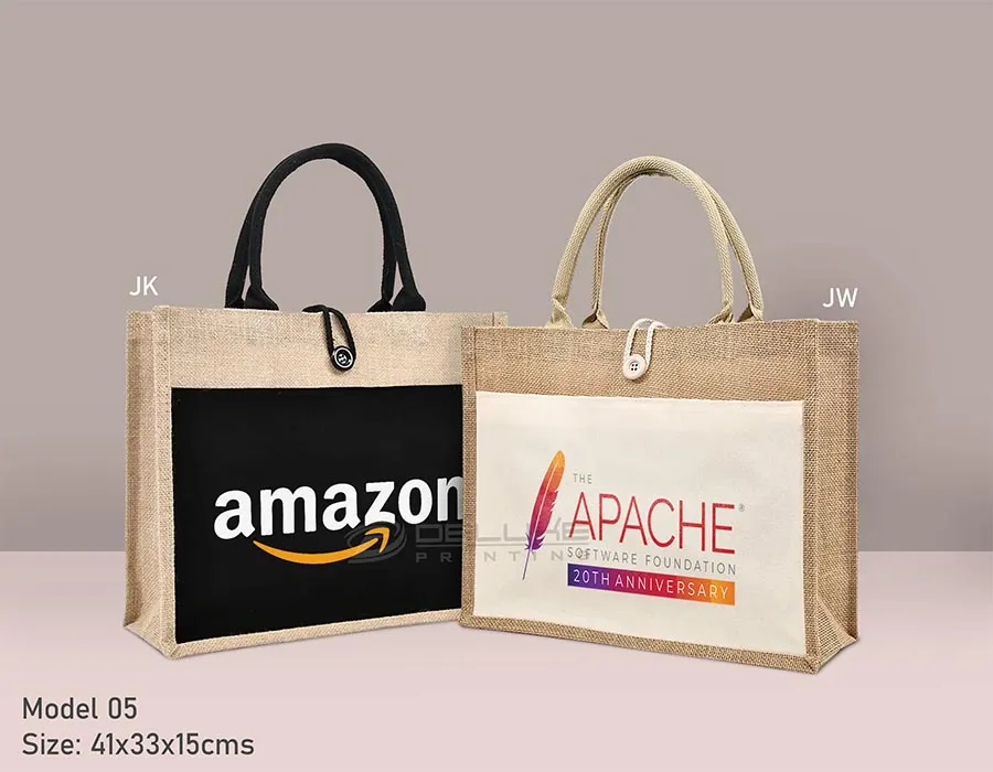 Jute Bags with Canvas Pocket Printing Dubai