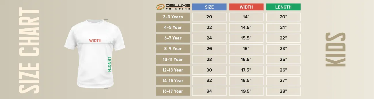 Kids Jersey Sizes in Dubai