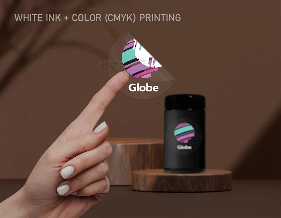 White Ink with Color Ultra Clear Stickers Dubai