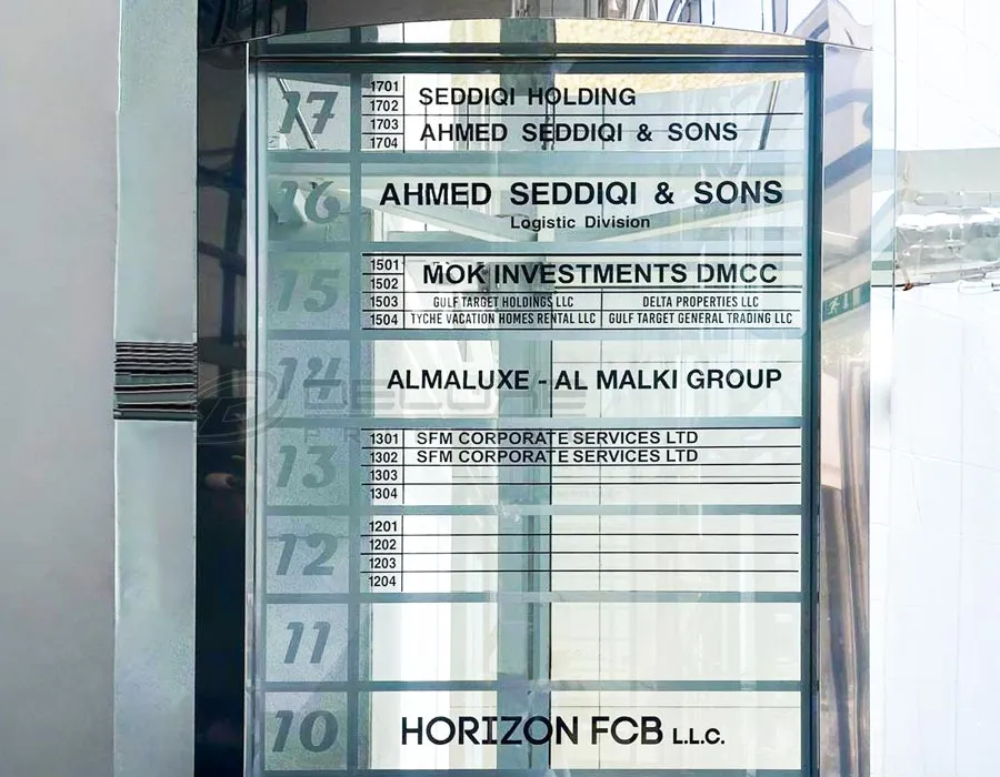 Acrylic + SS Plates + Vinyl Cut Letters Signage Dubai