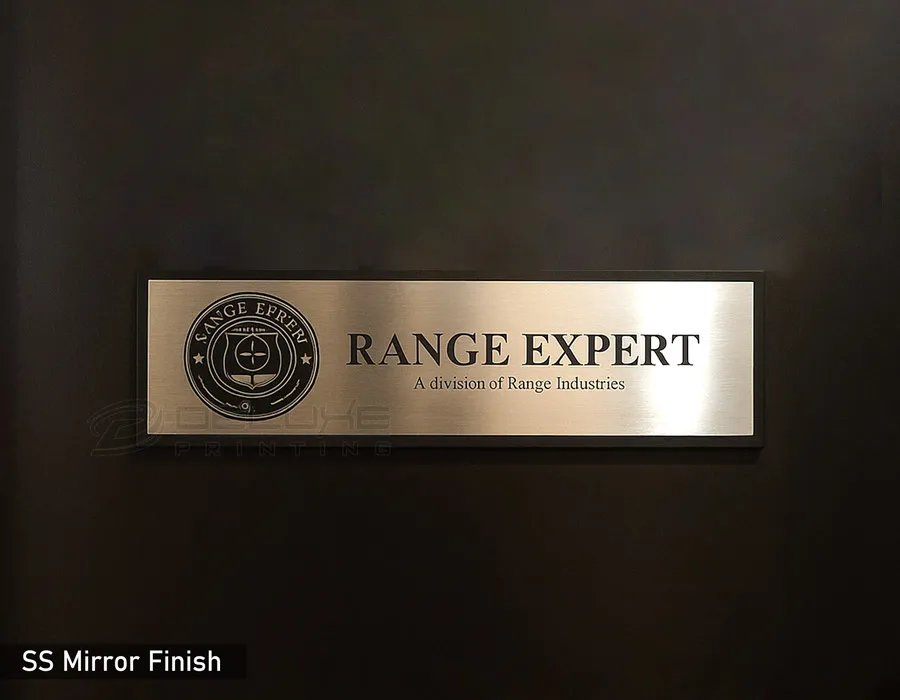 Aluminum Brush Finish with Etching & Coloring letters Dubai