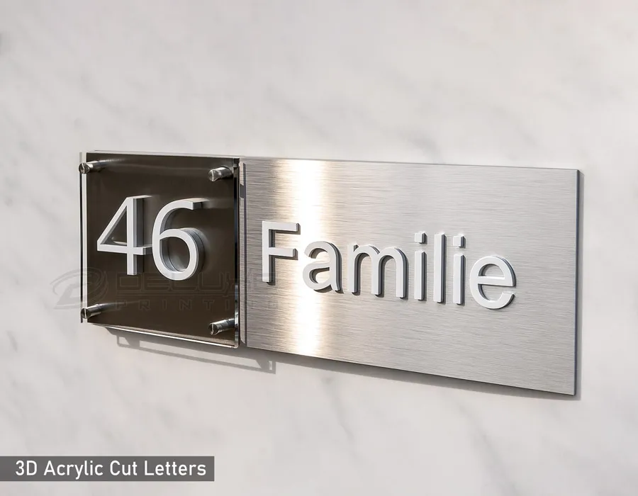 SS Brush Finish + Acrylic Plate 3D Acrylic Cut Letters Dubai