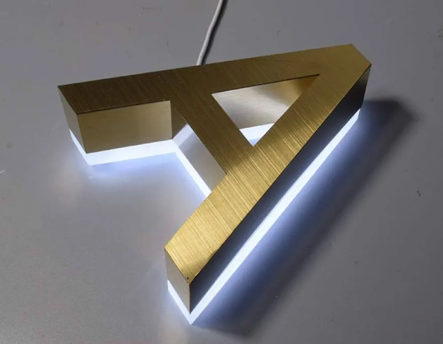 SS Gold Platted 3D Letters Backlit Signage