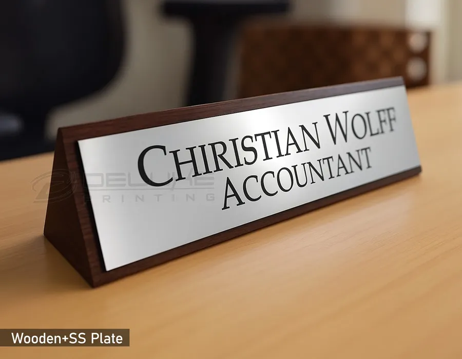 Wooden + SS with Engraved Letters Dubai