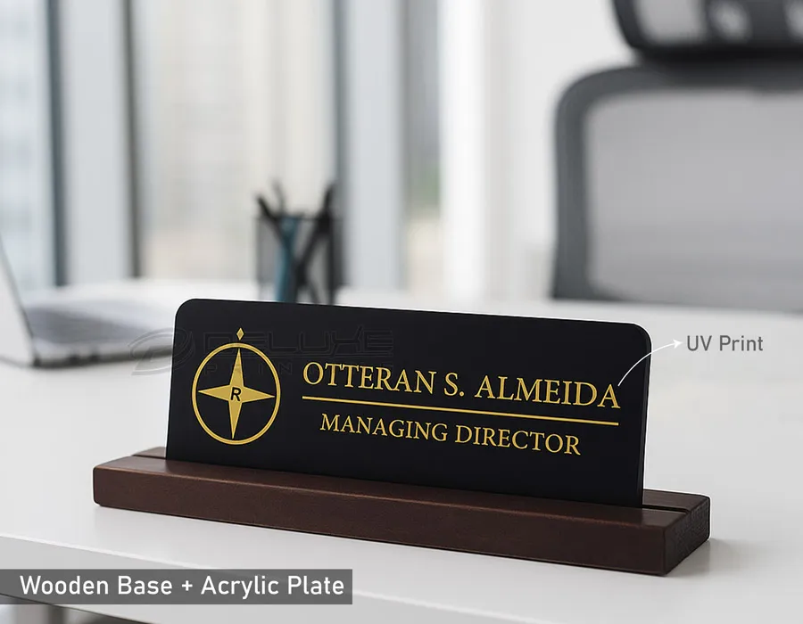 Wooden + SS with Engraved Letters Dubai