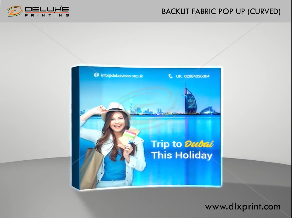 backlit Curved fabric popup dubai