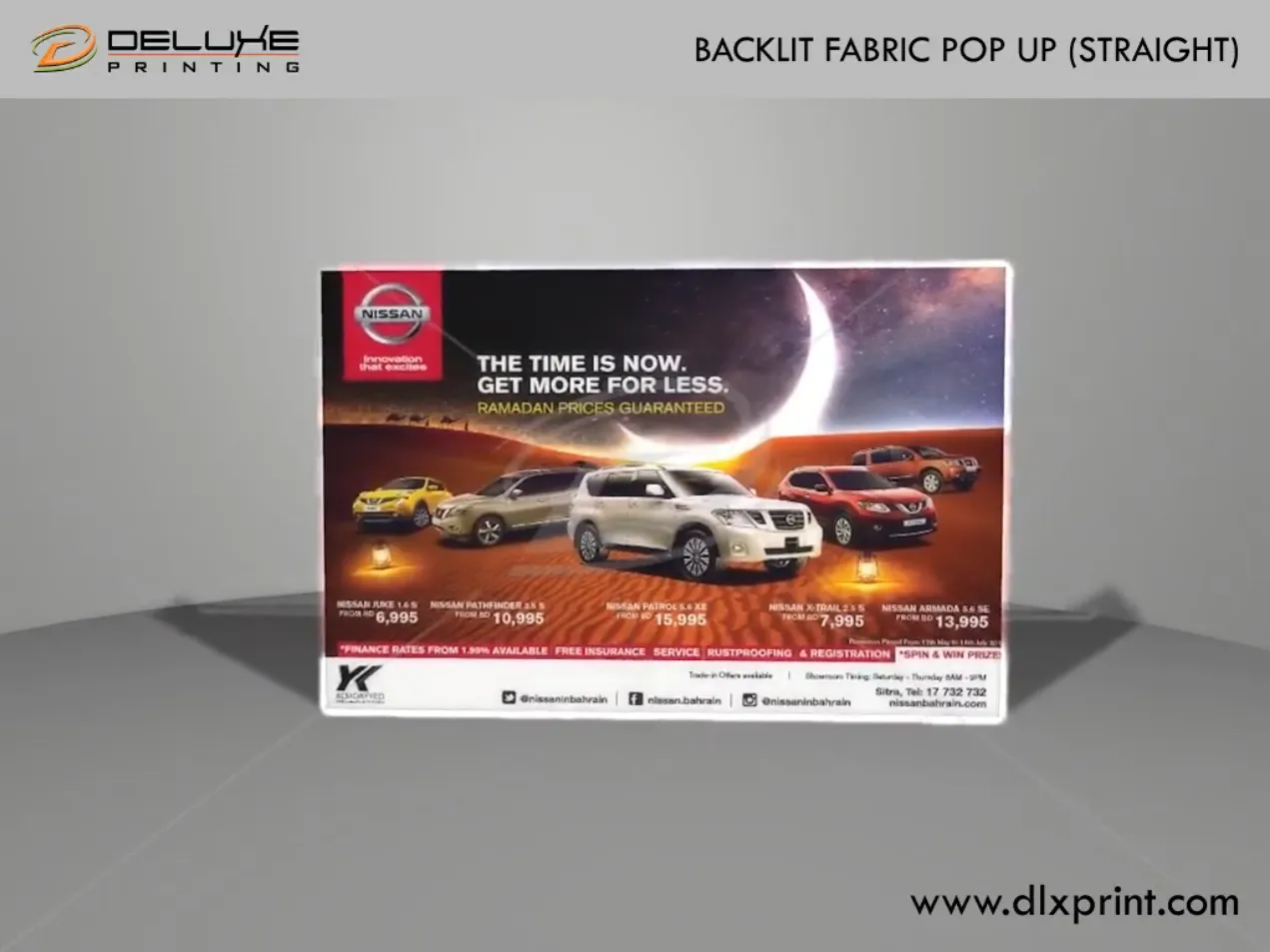 backlit Straight fabric popup dubai
